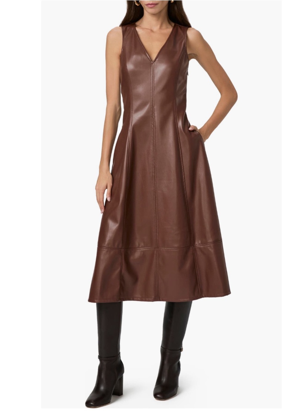 Paige Fiorella Faux Leather A-line Dress NWT